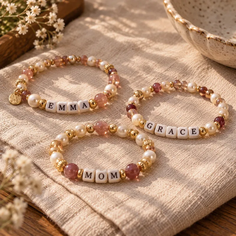 Bracelets prénom faits main avec perles lettres